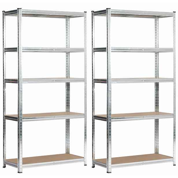 Ak furniture Sada 2 ks kovových regálů REGMET 90x40x180 cm stříbrná