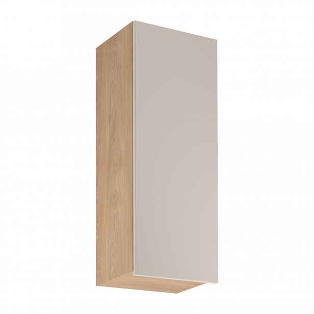 Vysoká horní kuchyňská skříňka SALERNO - šířka 40 cm, dub / béžová, pravé provedení
