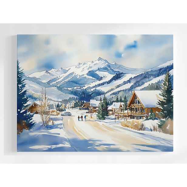 Plakát Krajina Zima Sníh Mráz Hory Kurort Vesnice 100x75