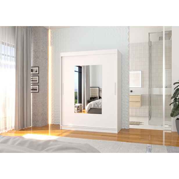 Šatní skříň se zrcadlem 150 cm GAKRIS - bílá