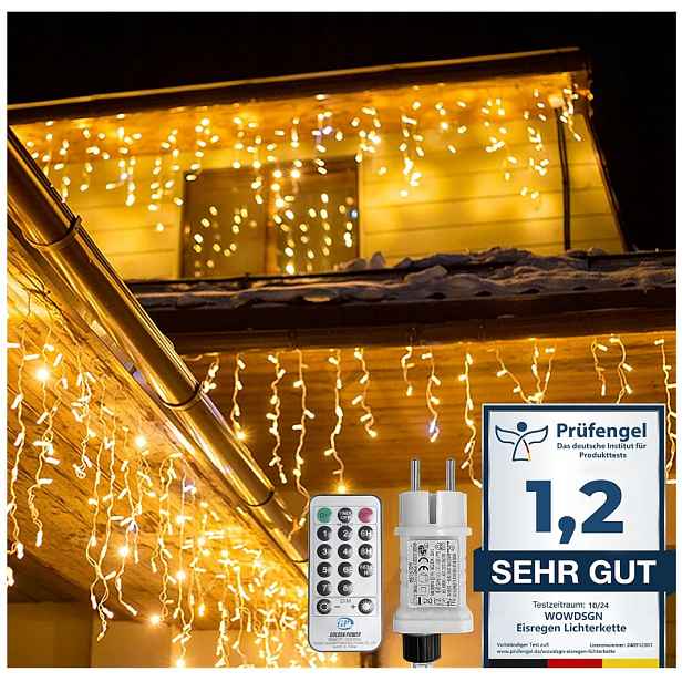Světelný závěs ledové rampouchy 20 m 880 Led řetěz vánoční osvětlení IP44
