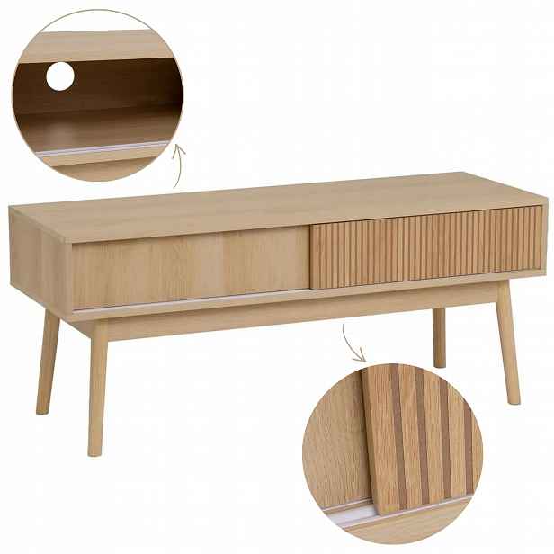 Tv Skříňka Rtv Hnědá Boho Japandi Lamely Do Obývacího Pokoje 115X40 CM