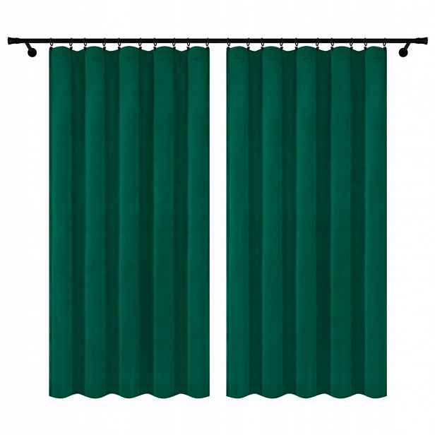 Velurové Závěsy Na Pásce 140x230 Zelené 2 Kusy Závěs Na Žabky