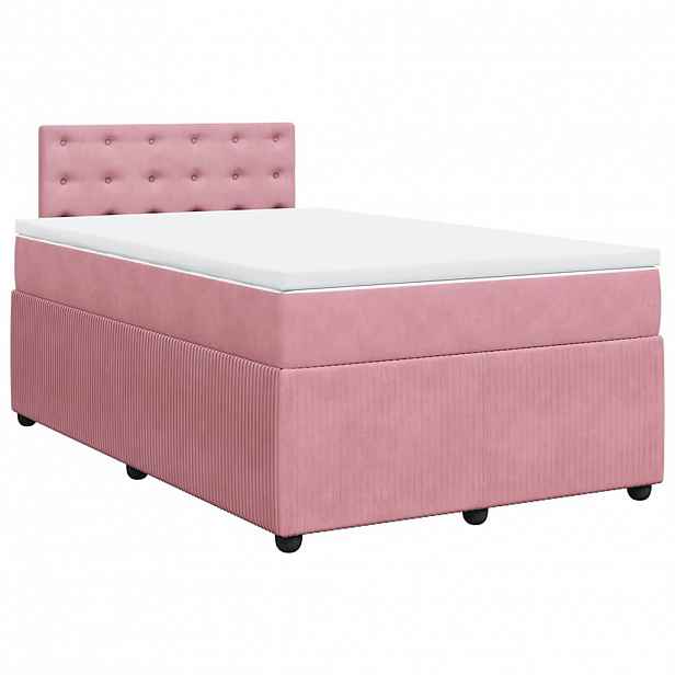 vidaXL Box spring postel s matrací růžová 120 x 200 cm samet