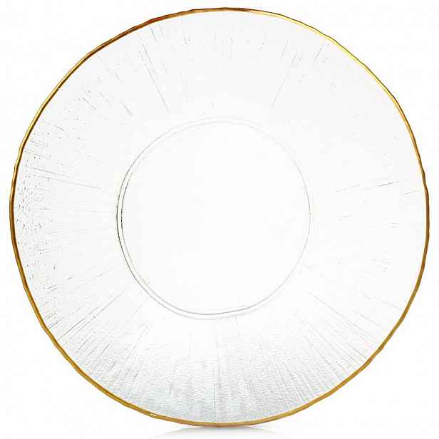 Jídelní talíř mělký skleněný zlatý podnos 30 cm