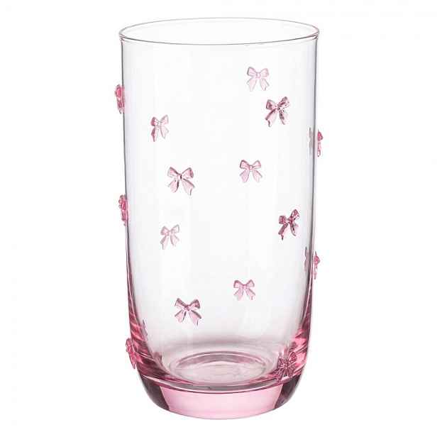 Sklenice na vodu s romantickým motivem mašliček - Ø 7*15 cm / 350 ml Clayre & Eef
