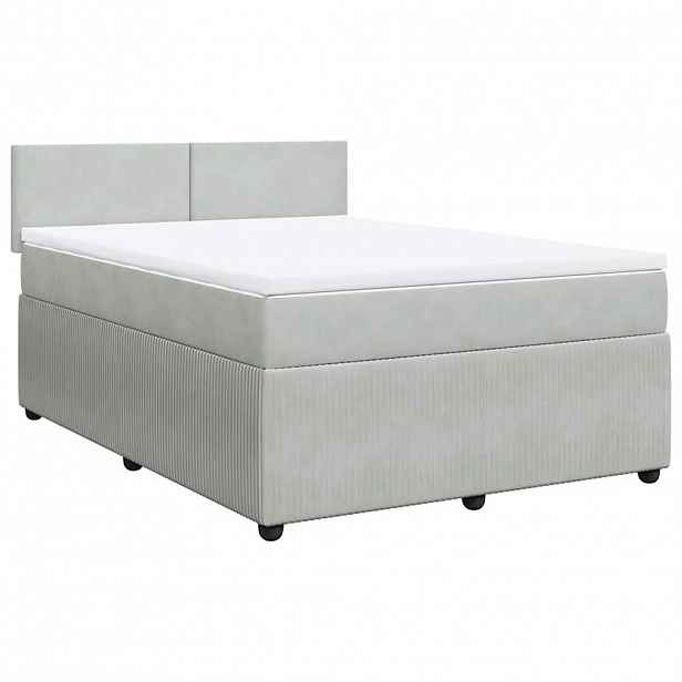 vidaXL Box spring postel s matrací světle šedá 140x190 cm samet