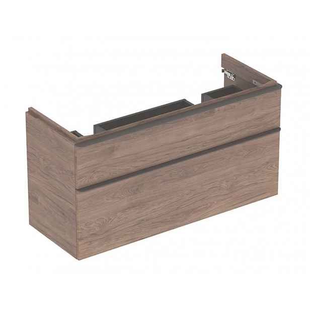 Geberit Smyle Square - Umyvadlová skříňka, 118x47x62 cm, 2 zásuvky, ořech/lávová 500.356.JR.1