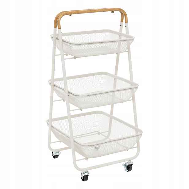 Kuchyňský vozík Mayaj, 3 košíky, bílý