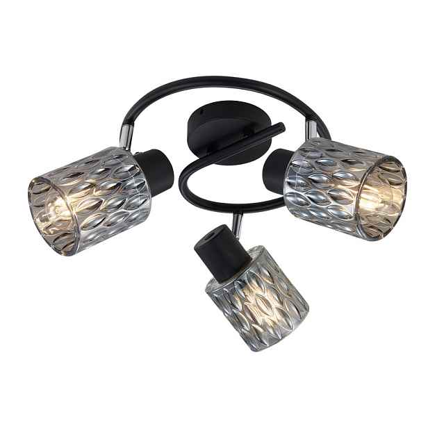 Stropní lampa Bill Spiral černá 3x40W E27 kouřové stínidlo