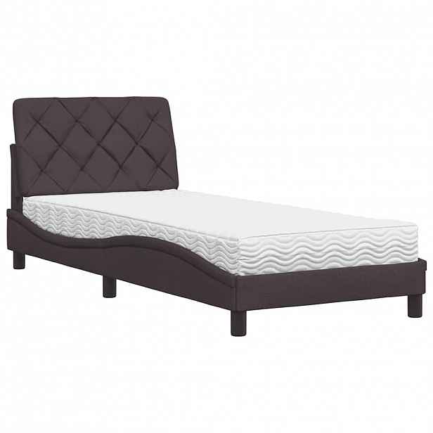 vidaXL Postel s matrací tmavě hnědá 90 x 190 cm textil