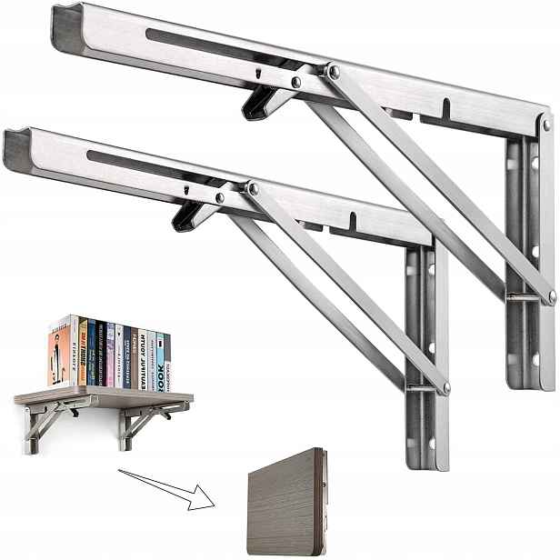 2x Konzole na polici 500 mm, skládací držák pod poličku, úhelník, loft, 180 kg