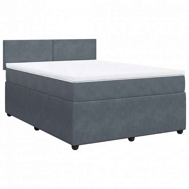 vidaXL Box spring postel s matrací tmavě šedý 140 x 190 cm samet
