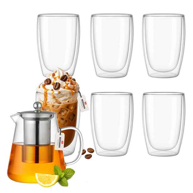 Bergmanova sada: džbán 550 ml 6 termosklenic 450 ml