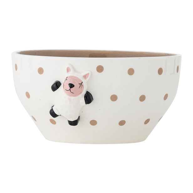 Bílá/hnědá dětská miska z kameniny ø 14 cm Dolly – Bloomingville Mini