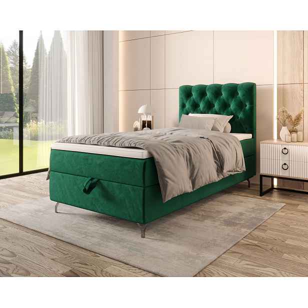 Čalouněná boxspringová postel 100x200 ADRIA 2 - zelená