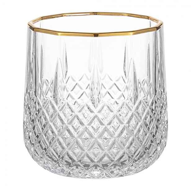 Elegantní sklenice na vodu se zlatým okrajem - Ø 8*9 cm / 250 ml Clayre & Eef