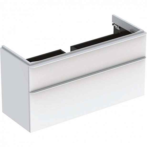 Geberit Smyle Square - Umyvadlová skříňka, 118x47x62 cm, 2 zásuvky, lesklá bílá/matná bílá 500.355.00.1