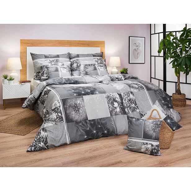 Povlečení bavlna Pampelišky 3D šedé 140x200, 70x90 cm