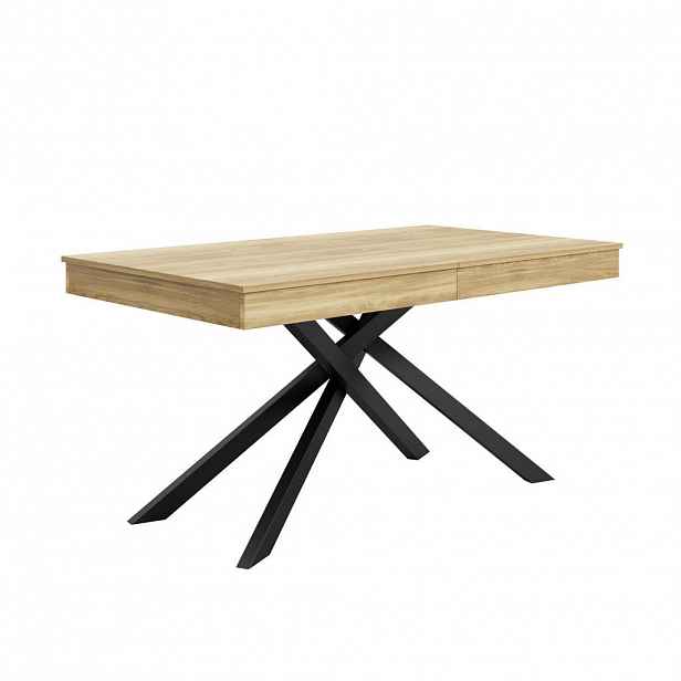 Redom ROZKLÁDACÍ jídelní stůl 140/180 x 80 cm s 93mm deskou, stabilními křížovými nohami a snadnou montáží, Dub