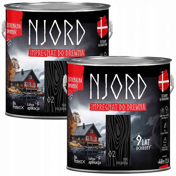 Sada 2 Ks Njord Dekorativní Impregnace Na Dřevo 2,5L Polární Noc