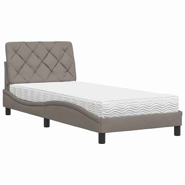 vidaXL Postel s matrací taupe 90 x 190 cm textil