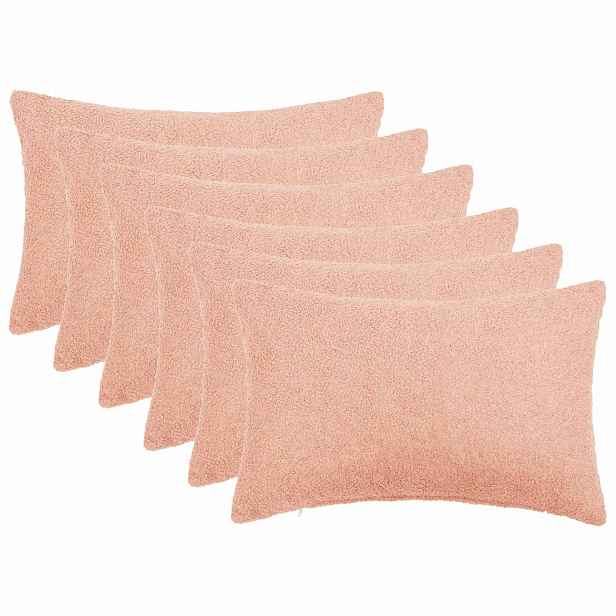 vidaXL Povlak na polštář 6 pcs HEERLEN Růžová 50 x 70 cm Bouclé