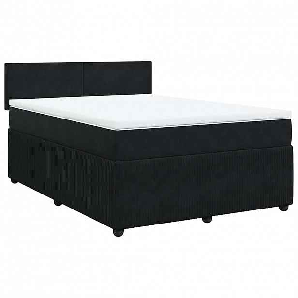 vidaXL Box spring postel s matrací černá 140 x 190 cm samet