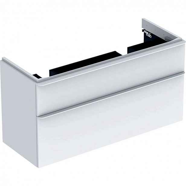 Geberit Smyle Square - Umyvadlová skříňka, 118x47x62 cm, 2 zásuvky, lesklá bílá/matná bílá 500.356.00.1