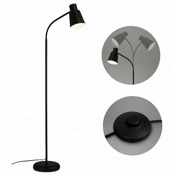 Podlahová lampa E27 Černá Nastavitelná pro čtení Obývací pokoj Ložnice Kancelář