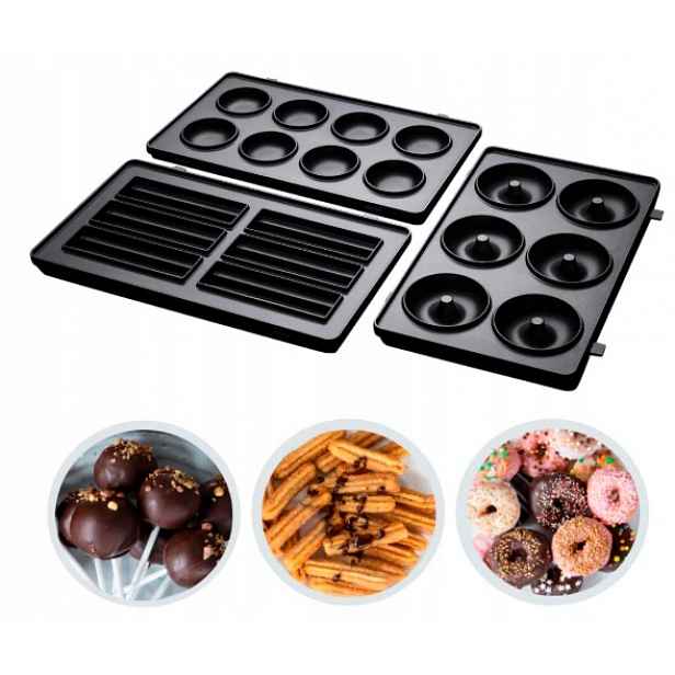 Sada 3 Vyměnitelných Hliníkových Mini Donutů Cake Pop Churros