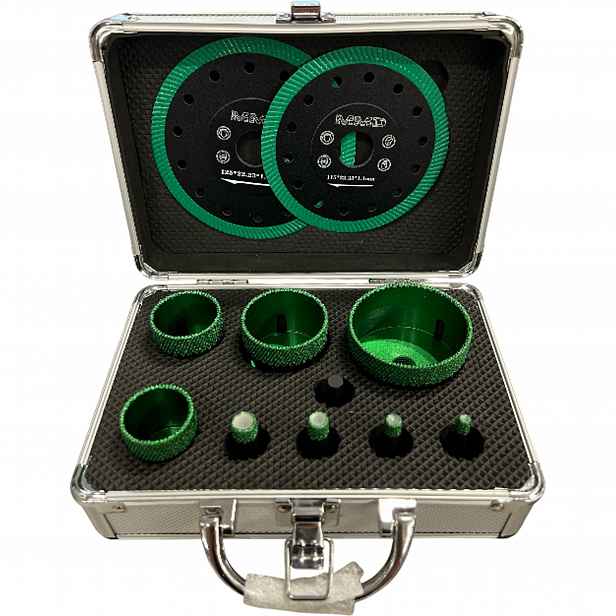 Sada děrovaček MMD Ø6-68 mm kotouče Ø115 a Ø125 mm adaptér kufr