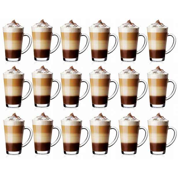 Sada sklenice s uchem na čajovou kávu latte Iwo 300 ml 18 kusů