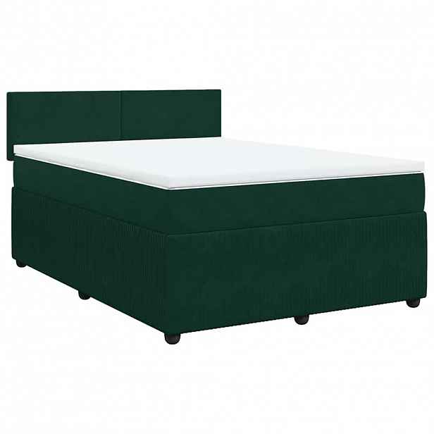 vidaXL Box spring postel s matrací tmavě zelená 140x190 cm samet