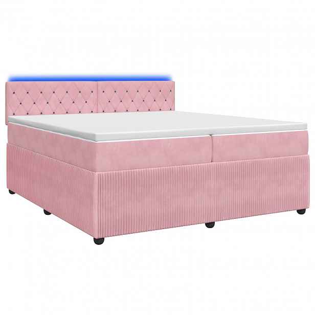 vidaXL Postel boxspring s matrací s čelo Růžová 200 x 200 cm Samet