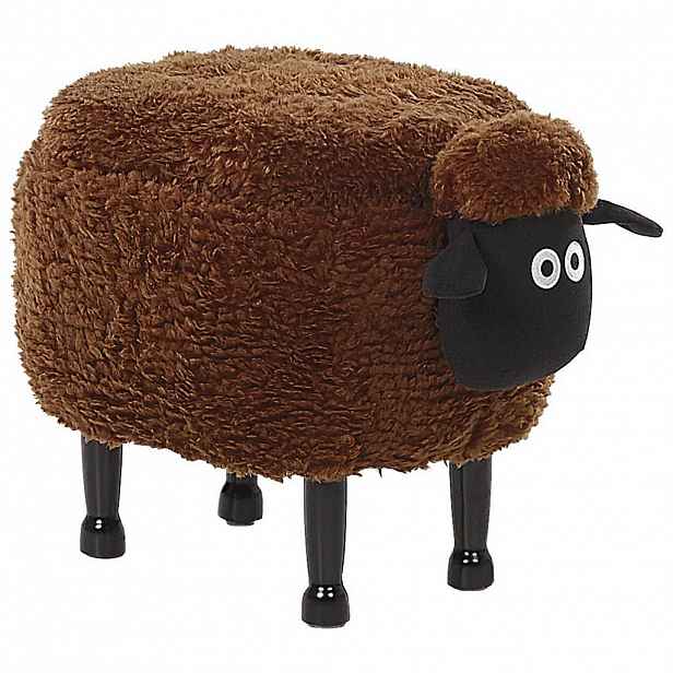 Beliani STOLIČKA VE TVARU ZVÍŘÁTKA Hnědá Sheep 35/55/40 cm