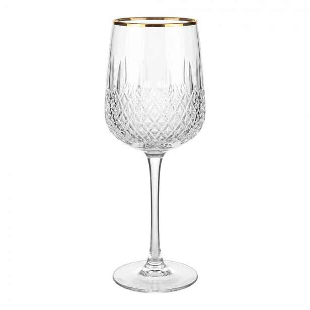 Elegantní sklenice na víno se zlatým okrajem - Ø 7*23 cm / 300 ml Clayre & Eef