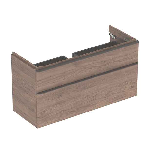 Geberit Smyle Square - Umyvadlová skříňka, 118x47x62 cm, 2 zásuvky, ořech/lávová 500.355.JR.1