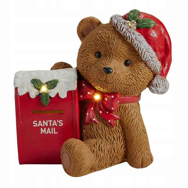Figurka Medvídka Led Poštovní Schránkou Kompozit Mgo 31X22,5X31 CM Hnědá