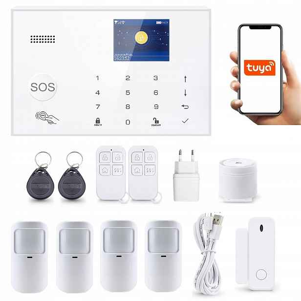 Bezdrátový LCD Alarm 2.4' Gsm WiFi Tuya Smart V 4xPIR