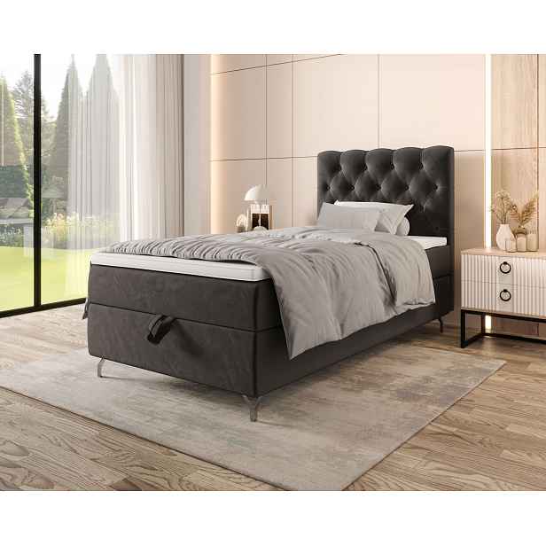Čalouněná boxspringová postel 100x200 ADRIA 2 - šedá