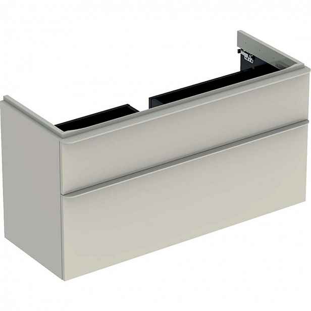 Geberit Smyle Square - Umyvadlová skříňka, 118x47x62 cm, 2 zásuvky, pískově šedá 500.355.JL.1
