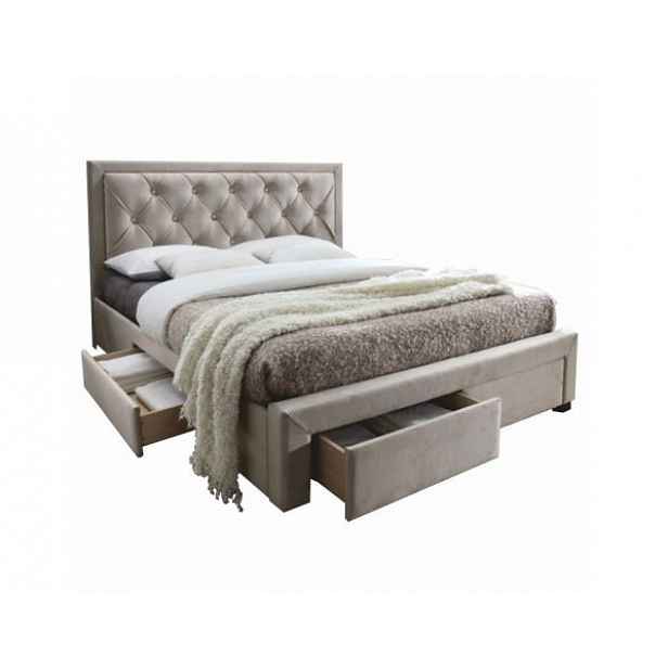 Manželská postel s roštem OREA, 180x200cm, látka šedohnědá
