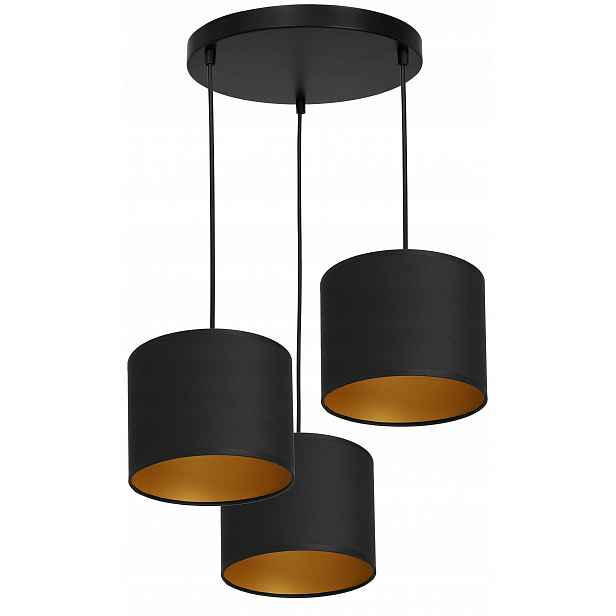 Moderní závěsná stropní lampa Arden Černo-zlatá Abažur 3xE27 do obývacího pokoje