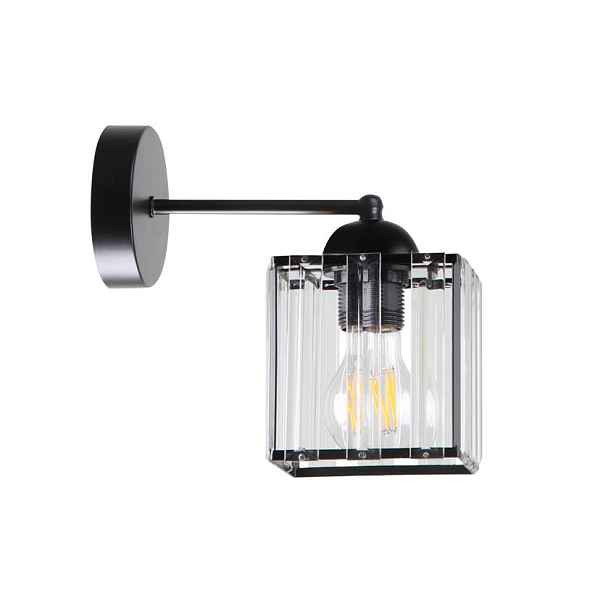 Nástěnná lampa Glassia Lamp černá 1X40 E27 černé stínidlo + čiré krystaly
