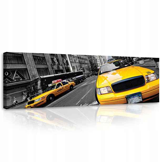 Obraz 145x45 Newyorská taxi žlutá exploze v šedém městě
