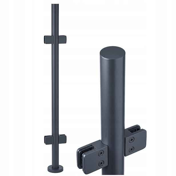 Průchozí Sloupek 100 cm pro skleněné zábradlí fi 42 Antracit Grafit Loft