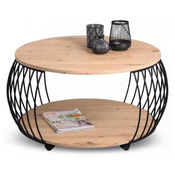Kulatý konferenční stolek Peking 80 cm, dub artisan