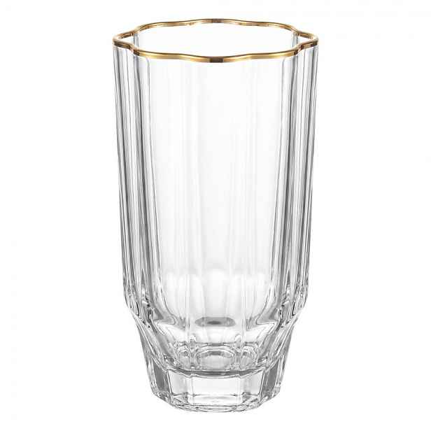 Elegantní sklenice na vodu se zlatým okrajem - Ø 7*13 cm / 300 ml Clayre & Eef