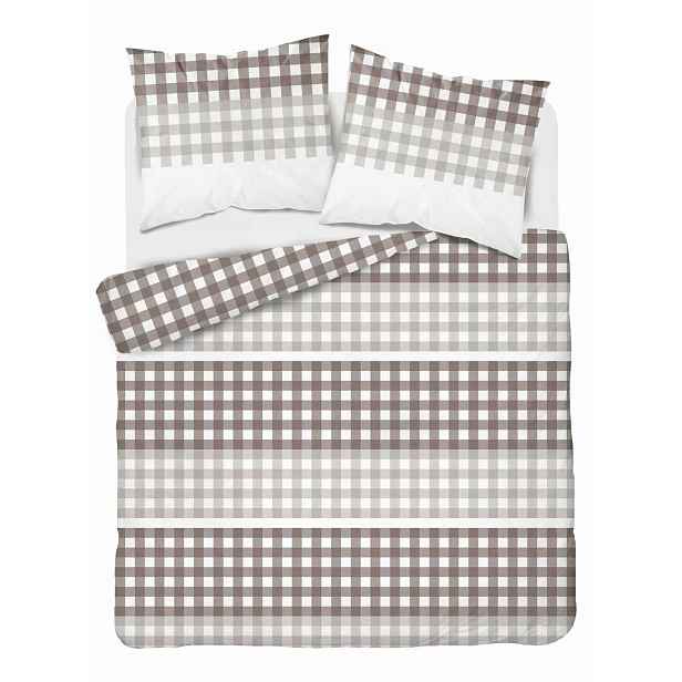 Povlečení saténové 220x200 béžové kostkované Home Satin